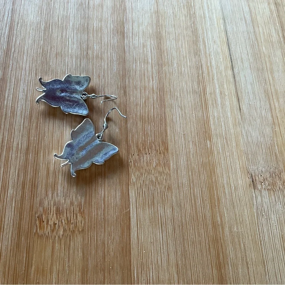 Hand Crafted Earrings Butterfly Faery Charm Antique Silver Fairy Faerie Dangle